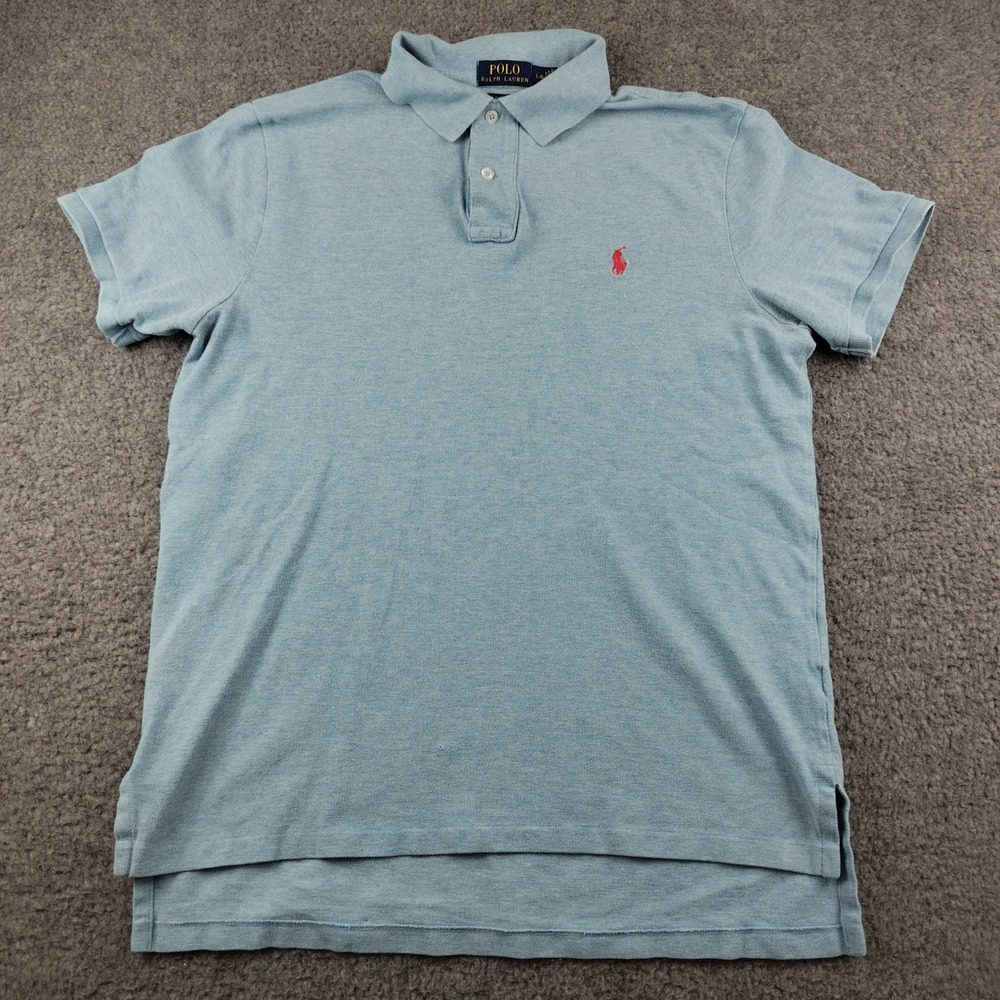 Polo Ralph Lauren Polo Shirt Mens Large Custom Fit Blue Short Sleeve Pony Preppy